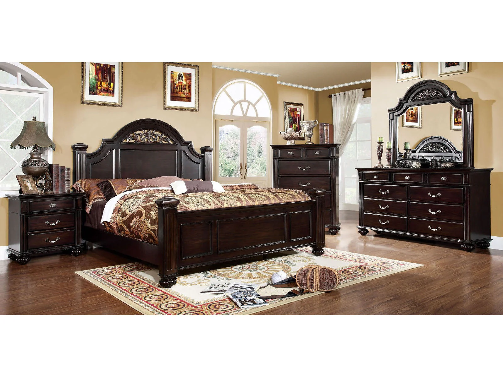 Syracuse Dark Walnut 5 Pc. Queen Bedroom Set w/ 2NS