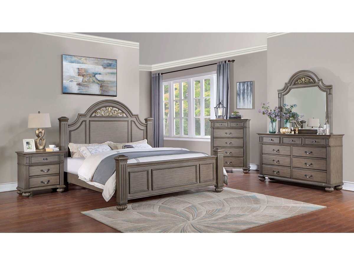 Syracuse Gray E. King 5pc Bedroom Set w/ 2 Nightstands