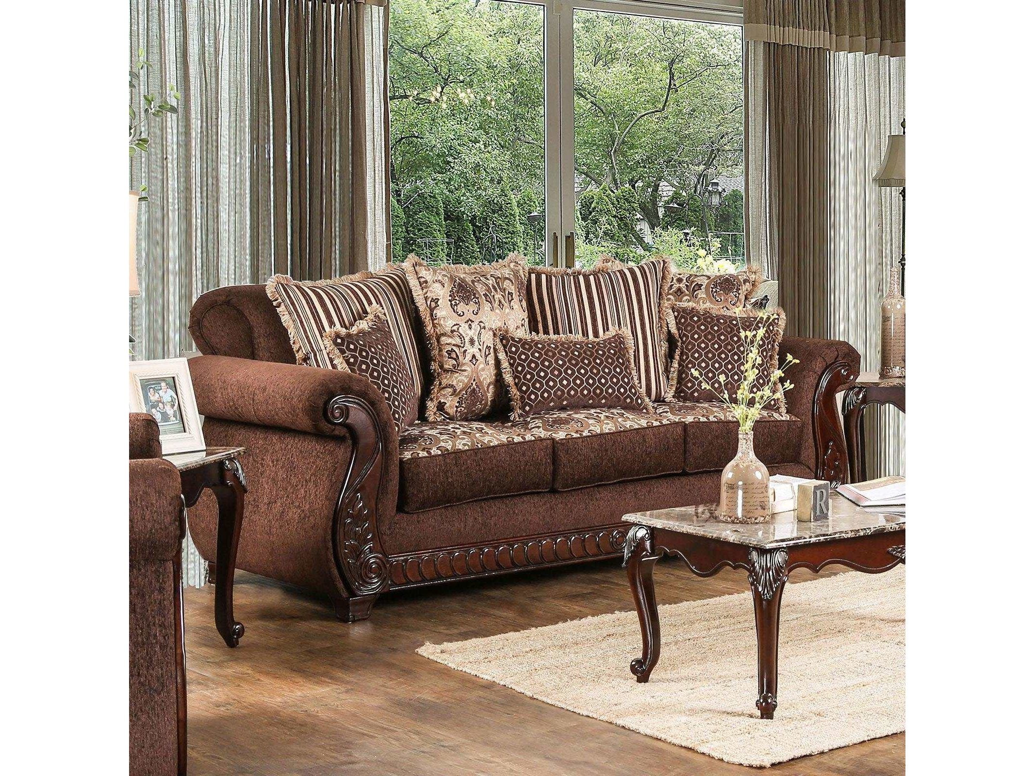 Tabitha Brown & Gold Stationary Sofa & Loveseat 2pc - Image 2