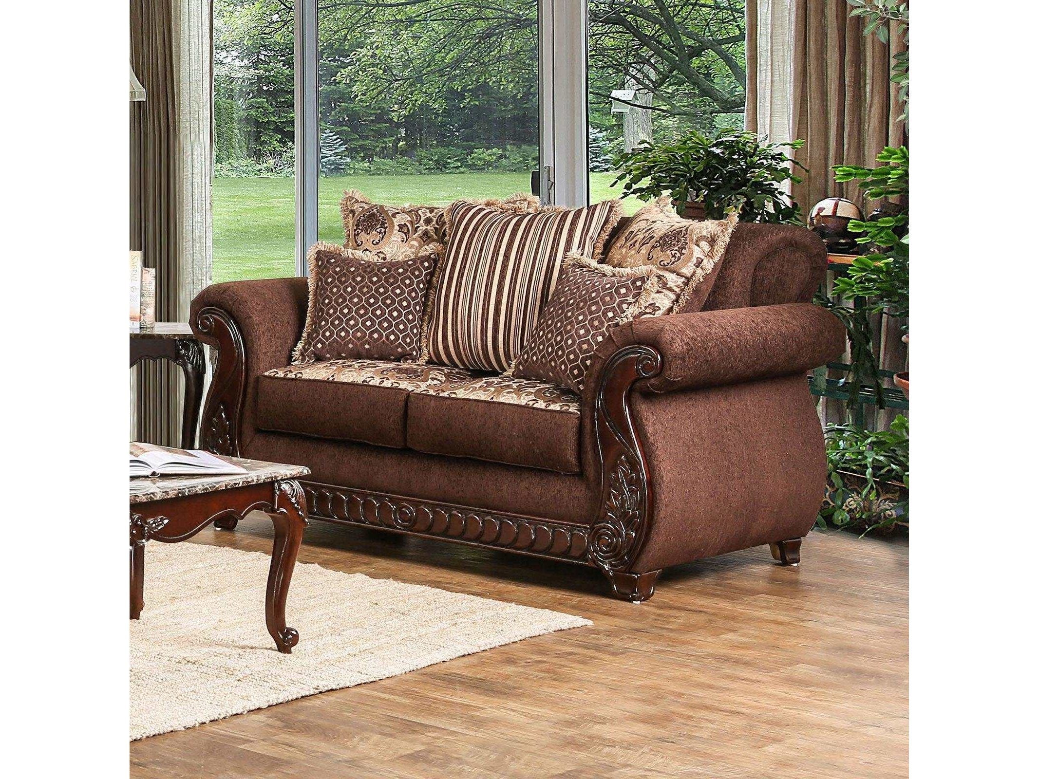 Tabitha Brown & Gold Stationary Sofa & Loveseat 2pc - Image 3