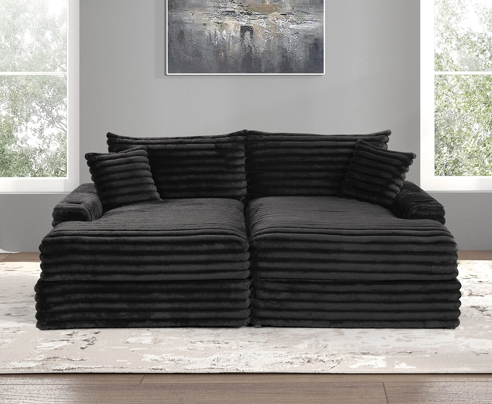 Tavedestrand Black Double Chaise Sofa - Image 3