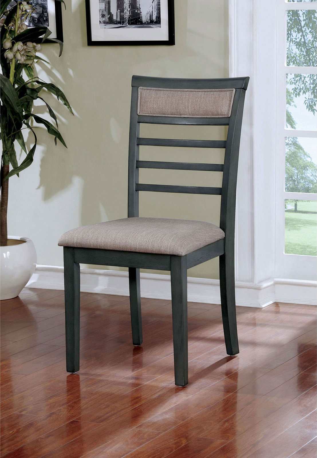 Taylah Weathered Gray & Beige 5pc Dining Room Set - Image 2