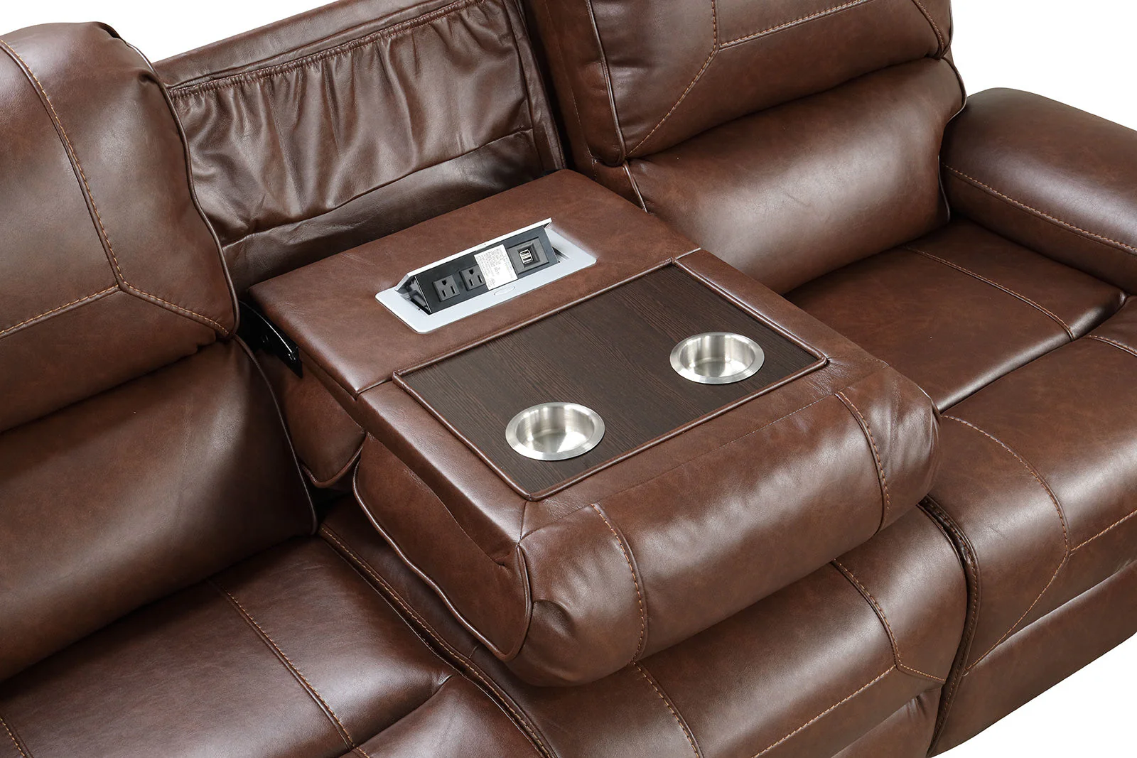 Tepic Brown Leatherette Loveseat - Image 3