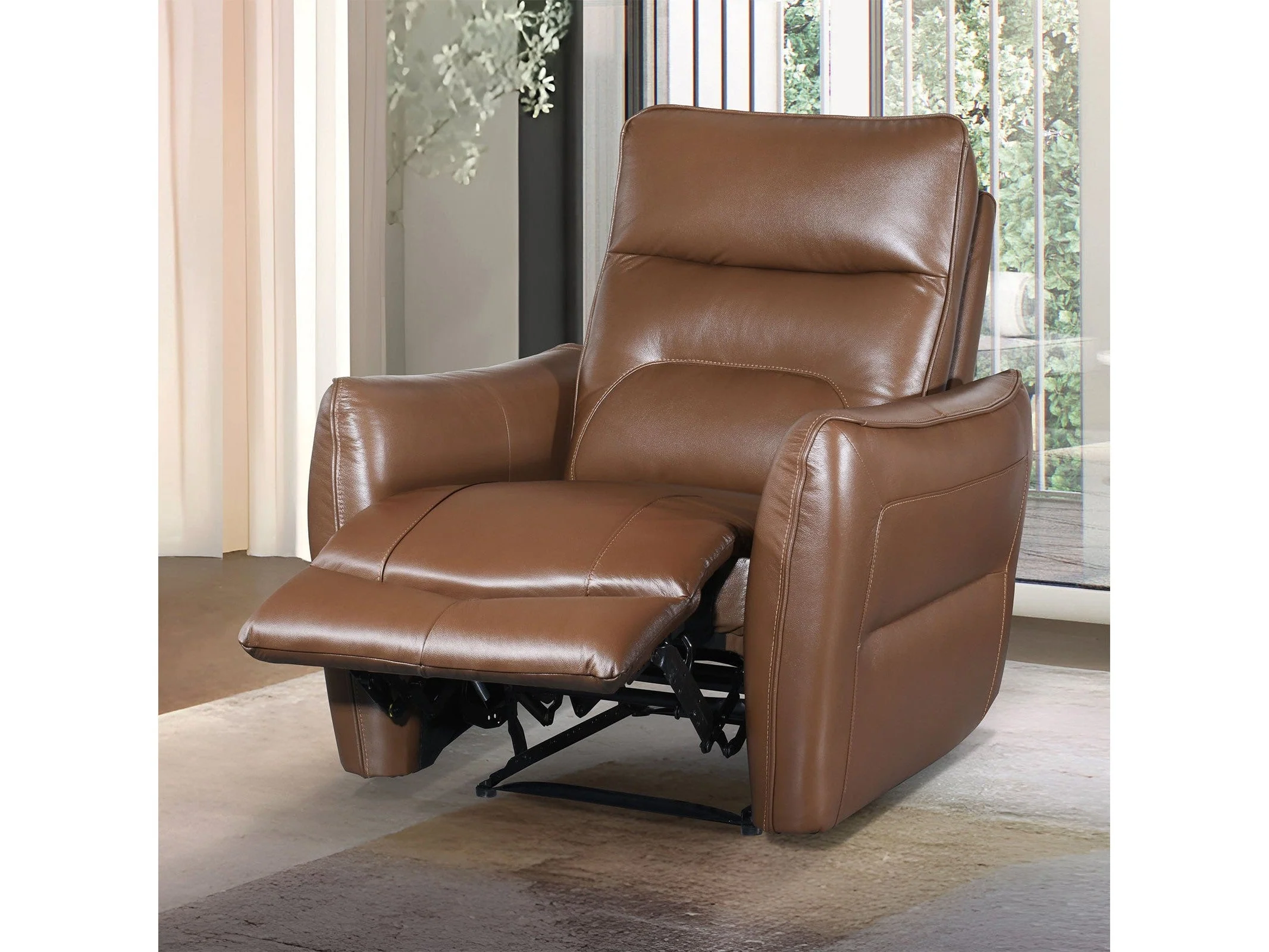 Terentius Caramel Brown Leather Match Power Recliner