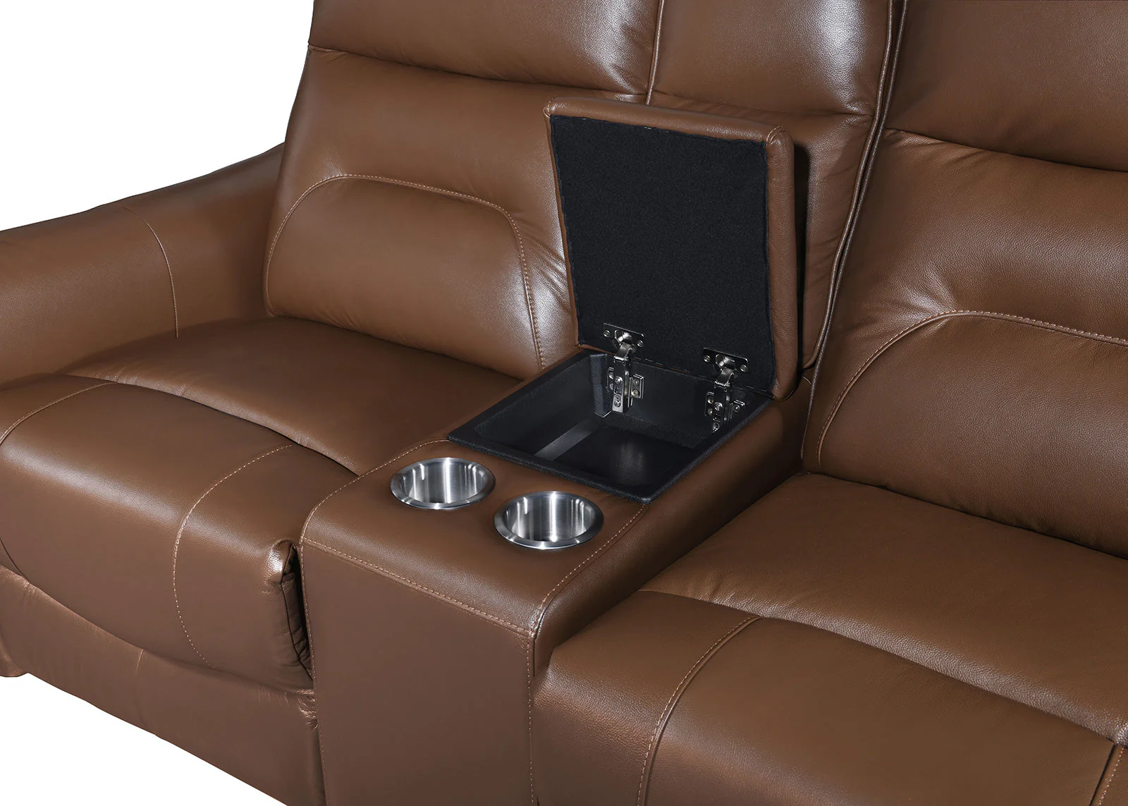 Terentius Caramel Brown Leather Match Reclining Loveseat - Image 2