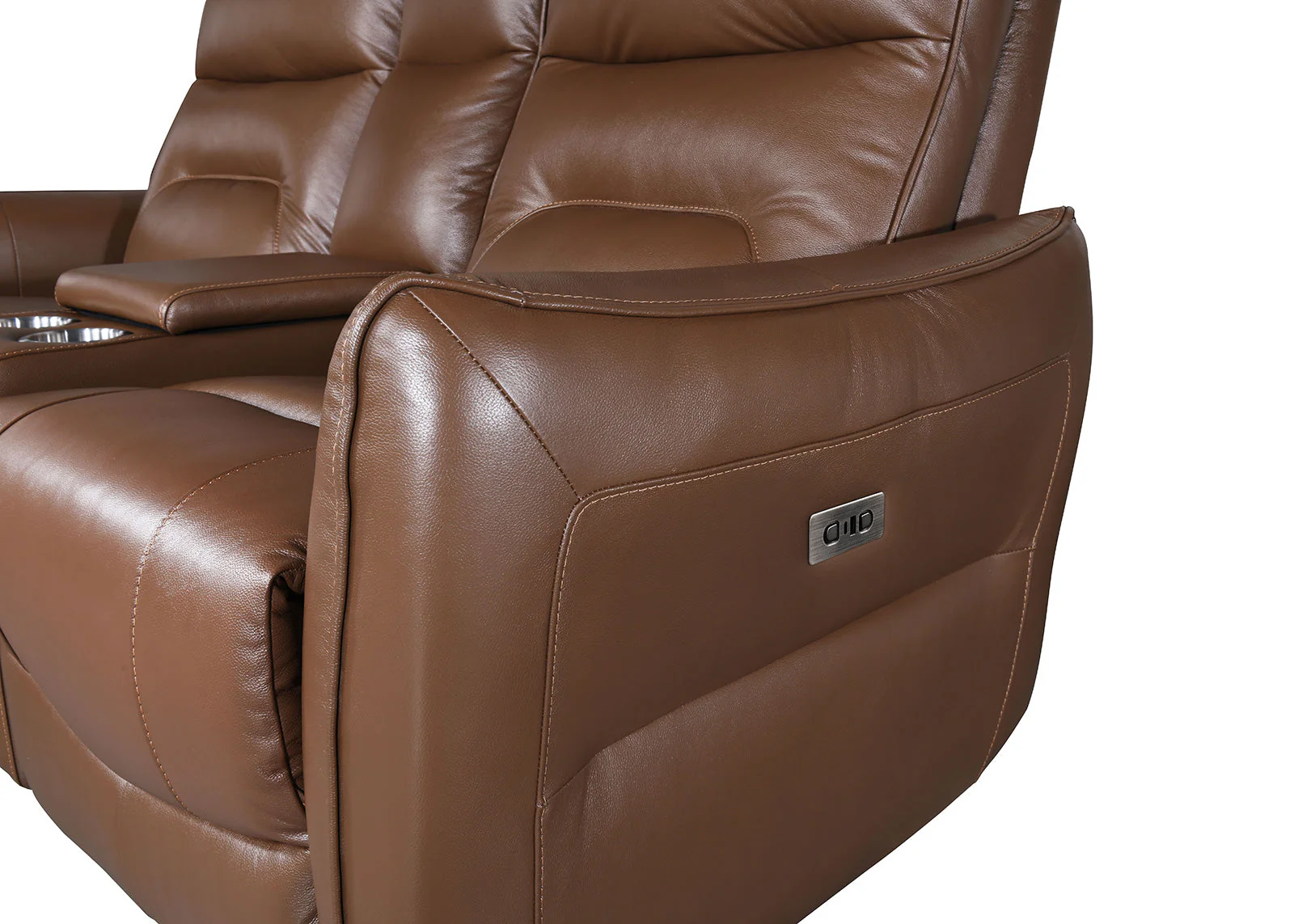 Terentius Caramel Brown Leather Match Reclining Loveseat - Image 3