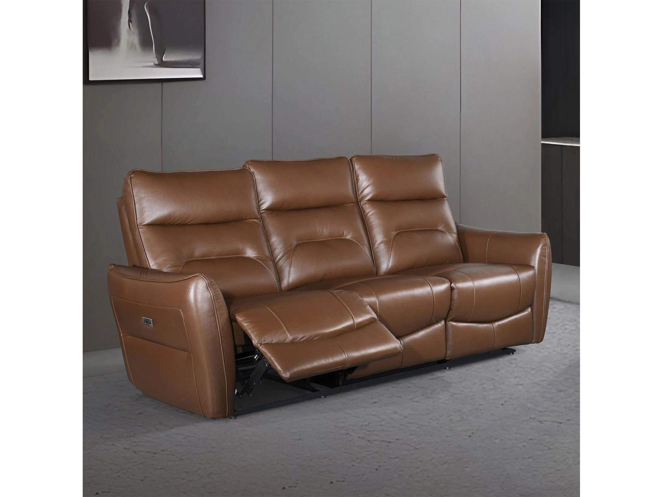 Terentius Caramel Brown Leather Match Reclining Sofa
