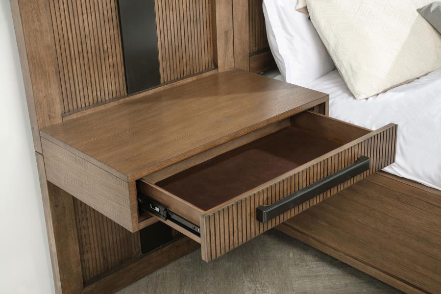 Terrace 2-piece Wall Panel with Nightstand Set Ash Brown - Image 2