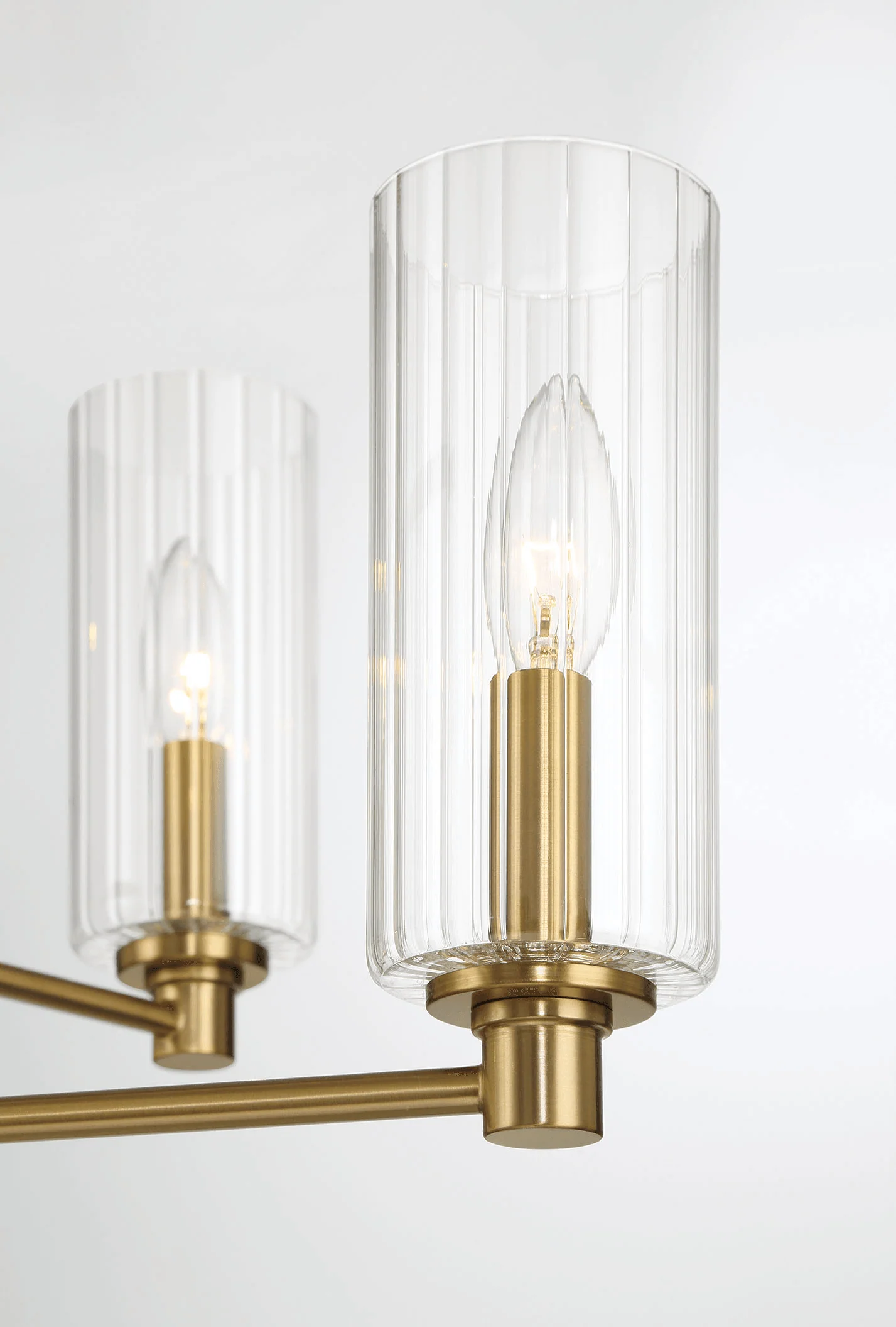 Timeless Six Lights Chandelier With Clear Ribbed Glass - Satin Brass - Image 5