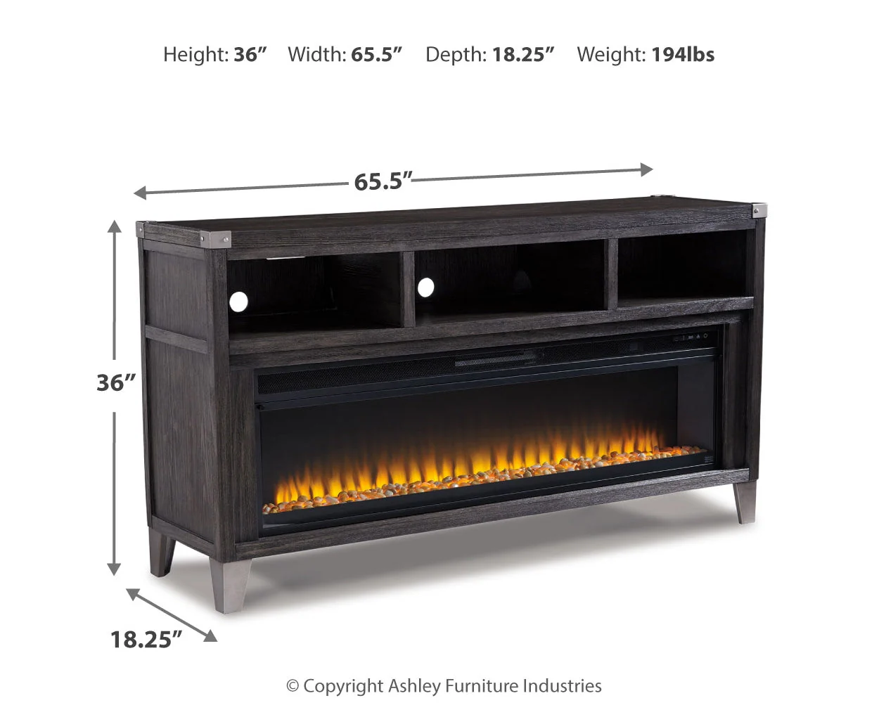 Todoe 65" TV Stand with Electric Fireplace - Image 4