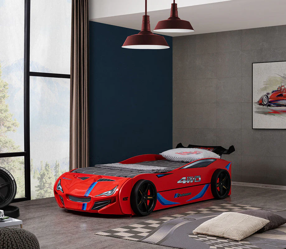 Tracklite Red Car Bed w/ Trundle - Image 3