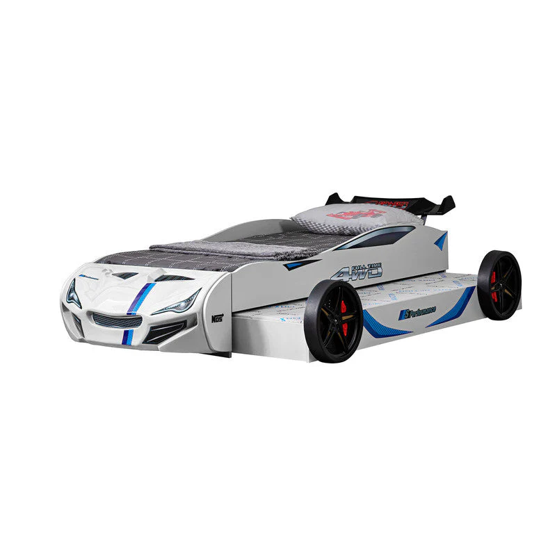 Tracklite White Car Bed w/ Trundle - Image 4
