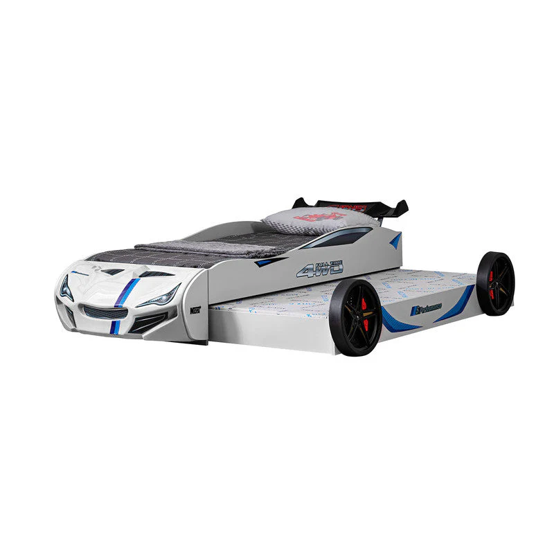 Tracklite White Car Bed w/ Trundle - Image 5