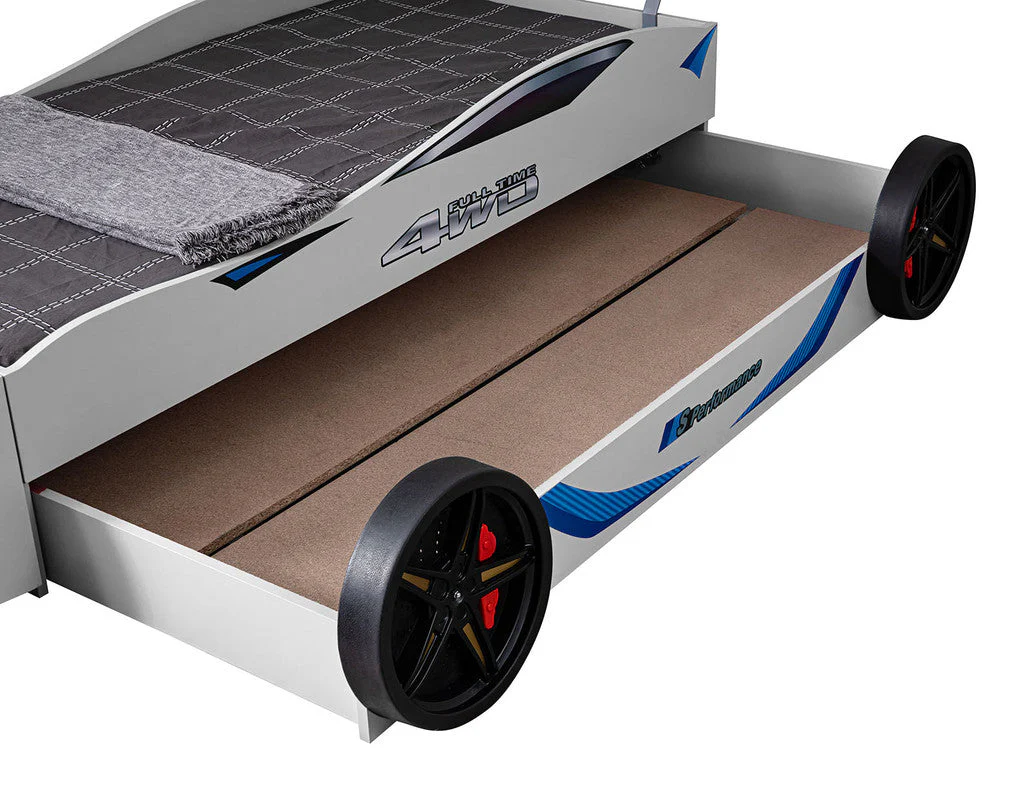 Tracklite White Car Bed w/ Trundle - Image 8