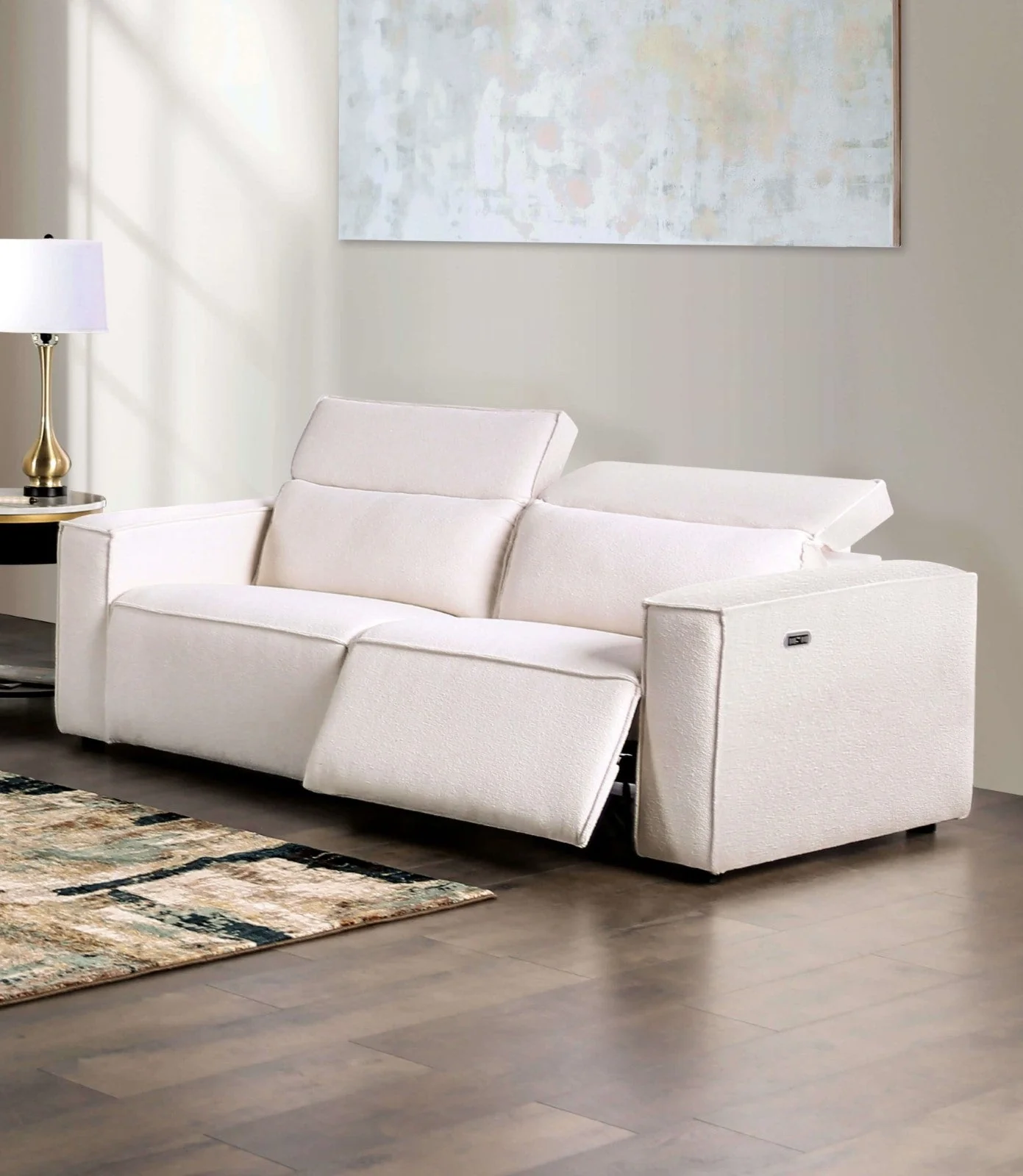 Treharris White Power Reclining Sofa & Loveseat - Image 3