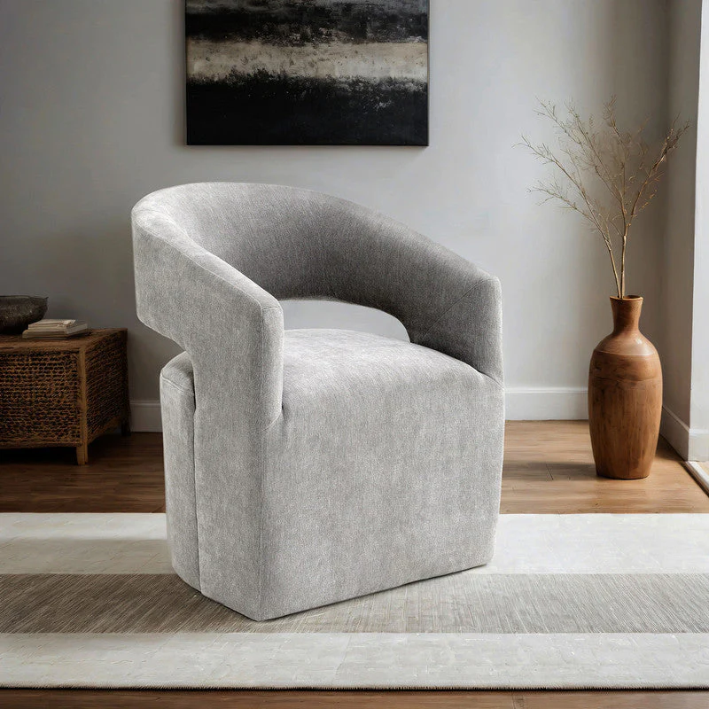 Tresa Light Gray Dining Arm Chair w/ Casters - Image 2