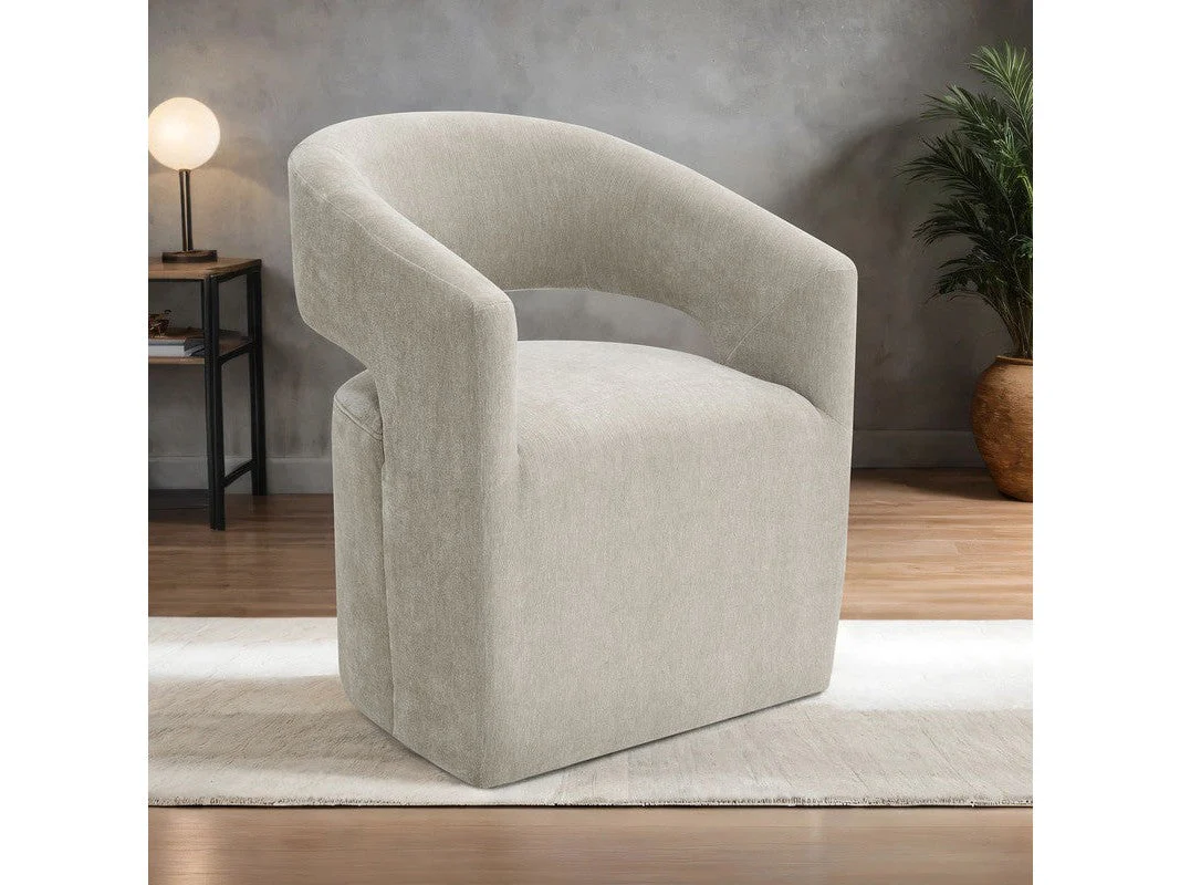 Tresa Taupe Dining Arm Chair w/ Casters