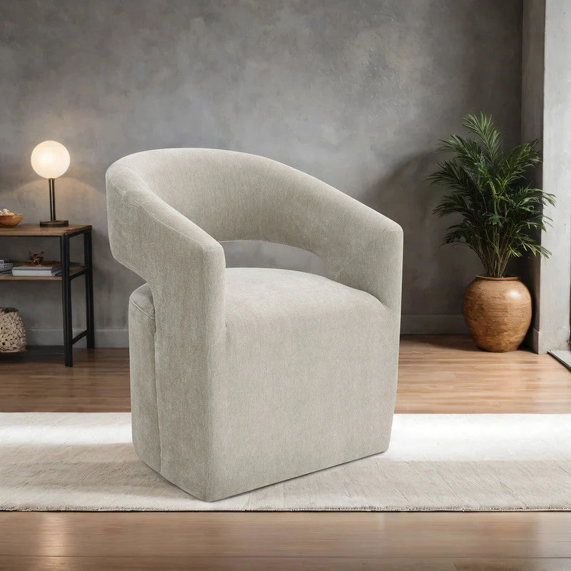 Tresa Taupe Dining Arm Chair w/ Casters - Image 2