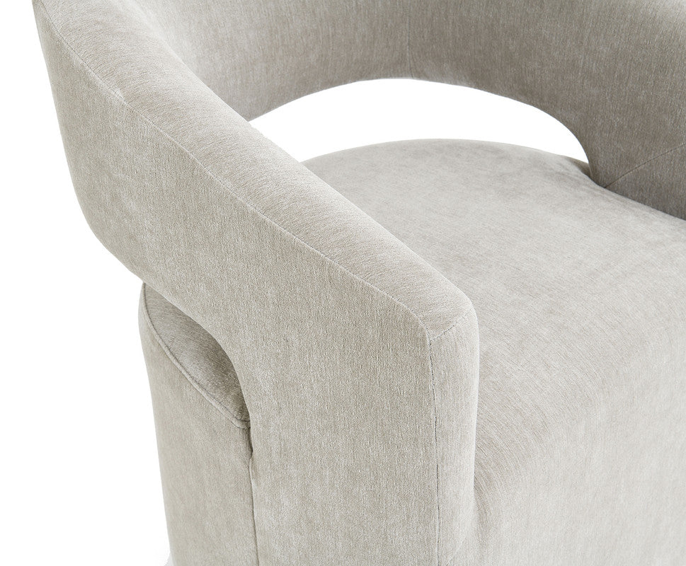 Tresa Taupe Dining Arm Chair w/ Casters - Image 6