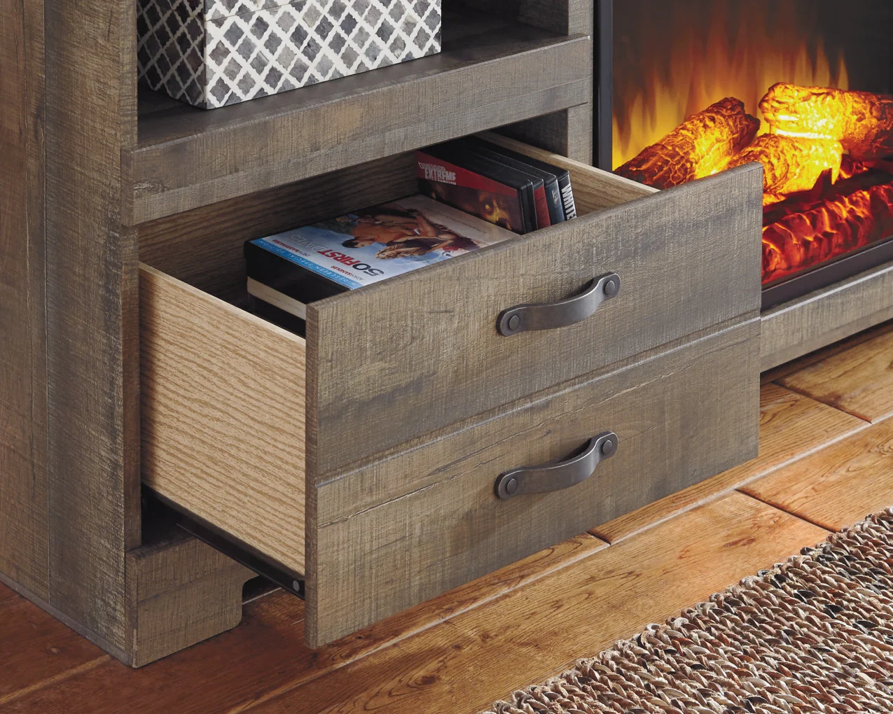 Trinell 63" TV Stand with Electric Fireplace - Image 7