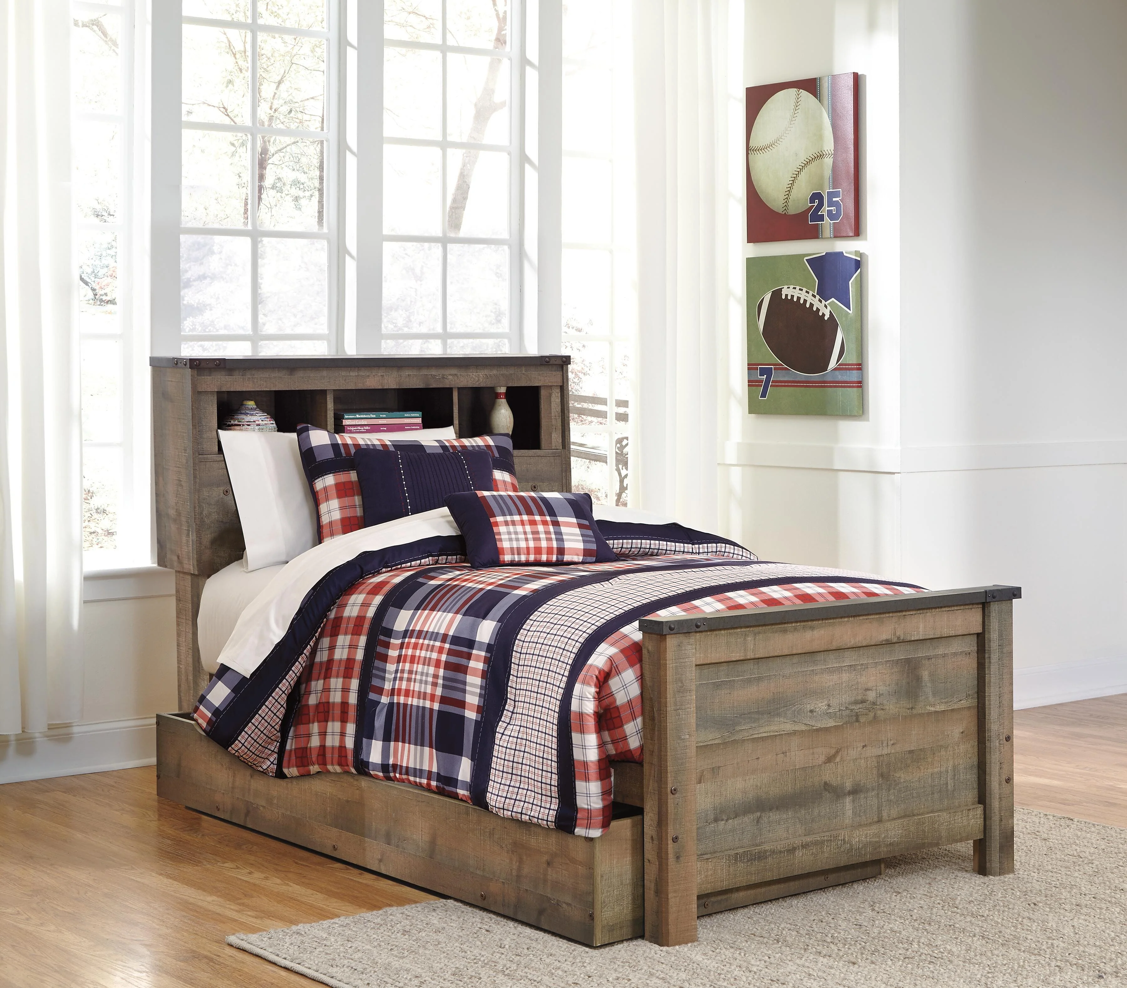 Trinell Bookcase Bed with 1 Large Storage Drawer - Image 2
