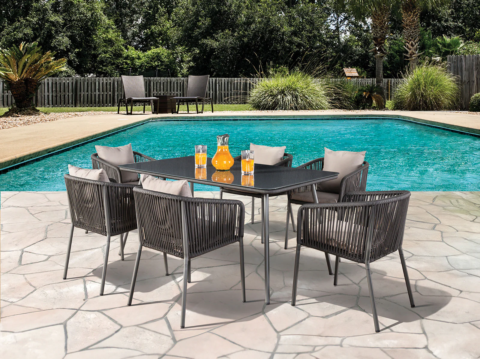 Tushari Dark Gray/Light Gray 7 Pc. Outdoor Dining Set