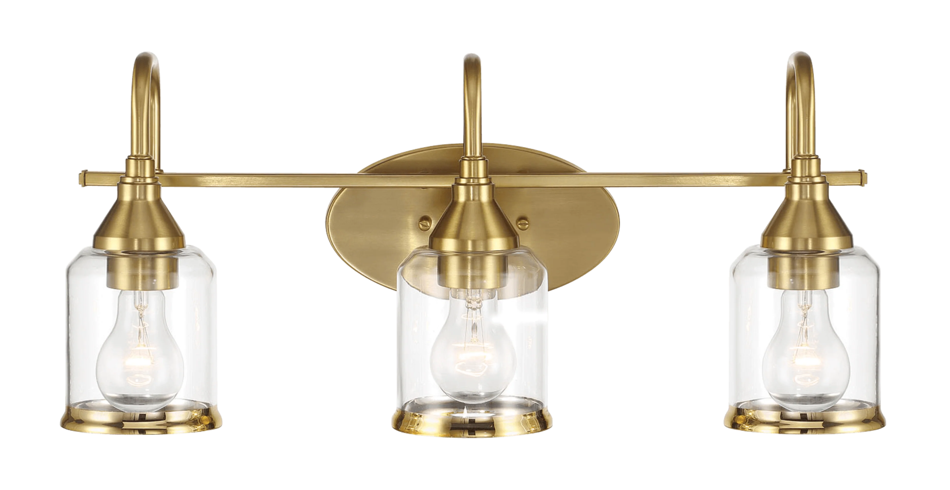 Twilight Three Lights Brushed Gold Contemporary Vanity Light 22"W × 10"H × 7.48"E with Clear Glass - Image 2