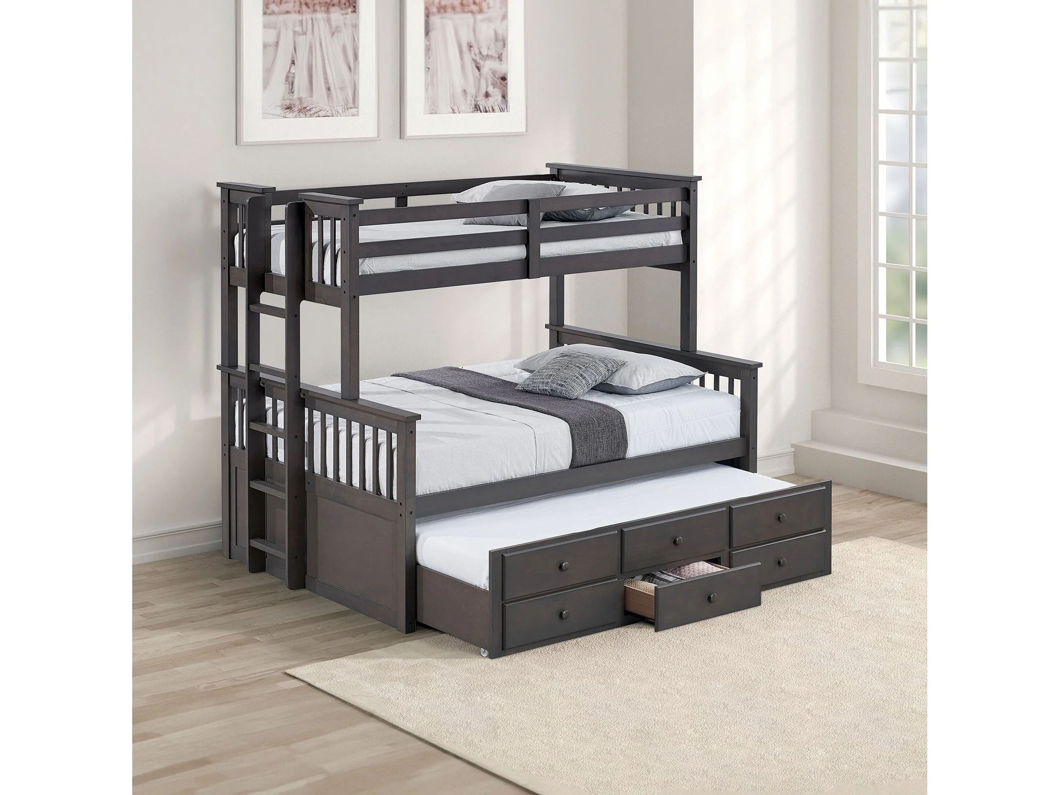 University Stain Gray Twin/Full Bunk Bed
