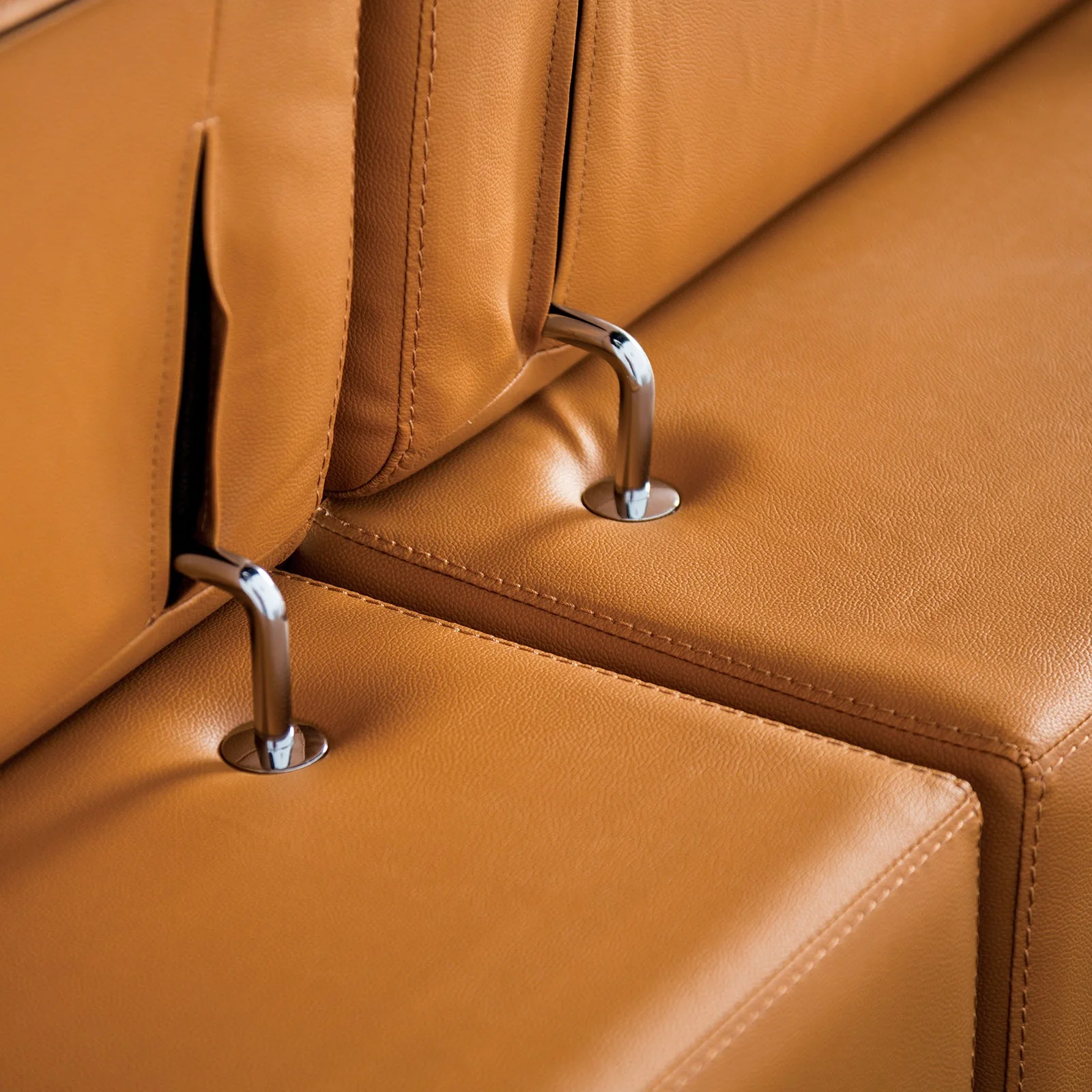 Vadso Tangerine Leather Match Left Chaise Sectional - Image 2