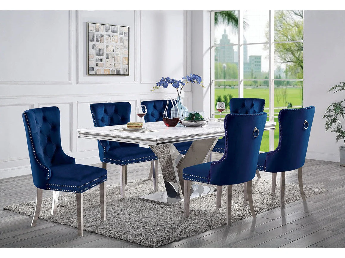 Valdevers Chrome/Navy 5 Pc. Dining Table Set