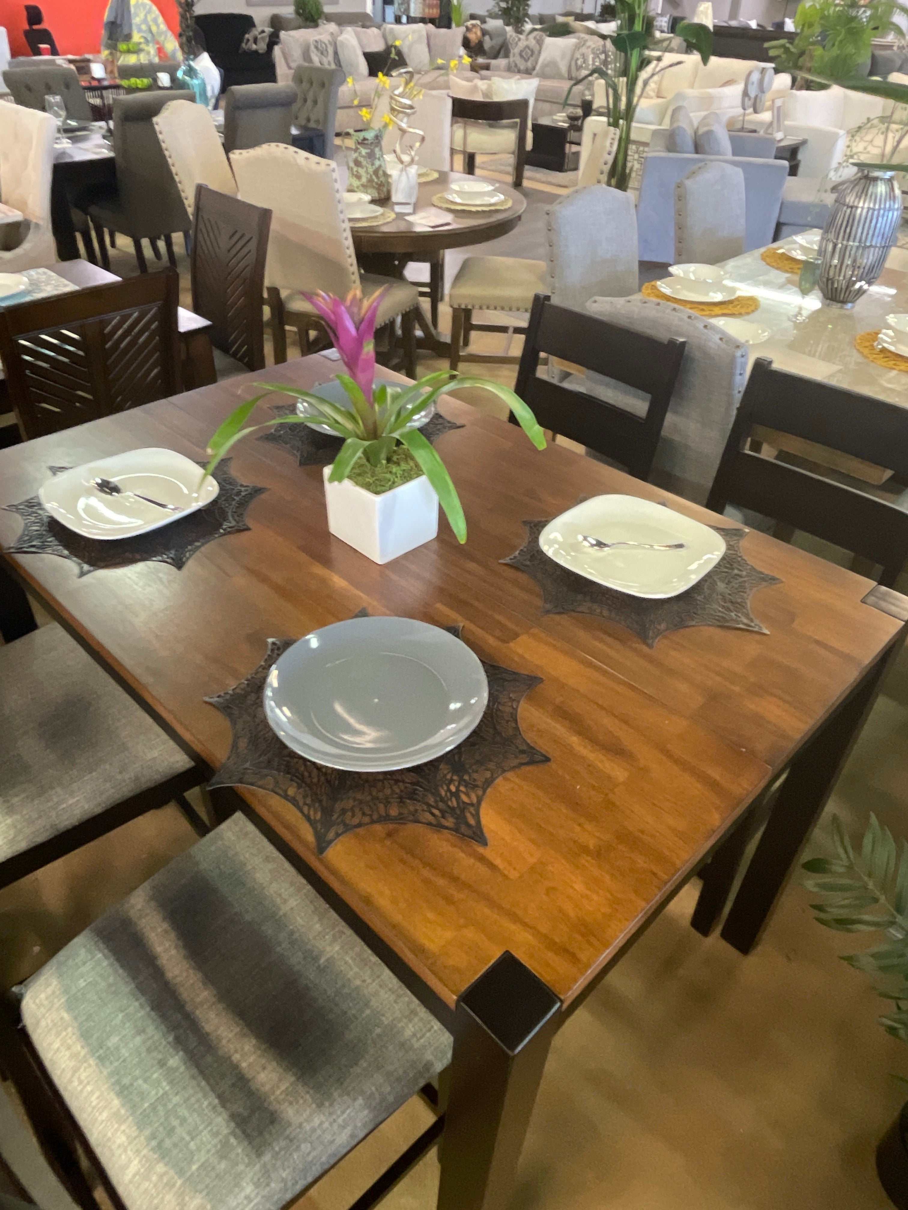 Valdor Dark Oak & Espresso Counter Height Table w/ Leaf - Image 7