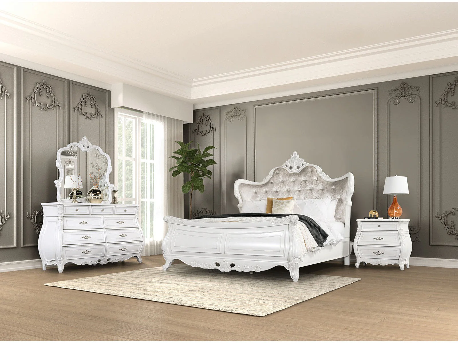 Valentini White 4 Pc. Queen Bedroom Set