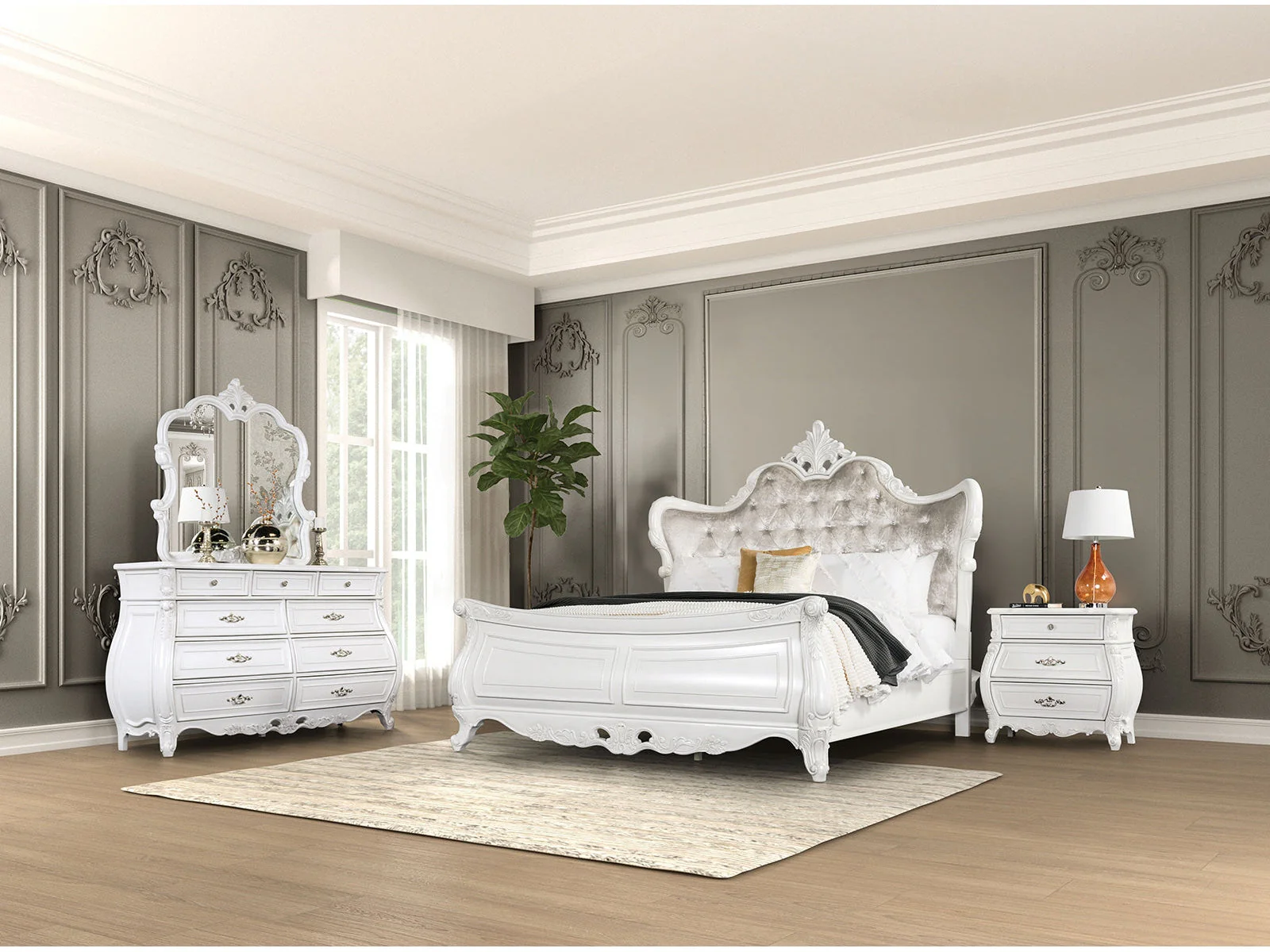 Valentini White Queen Bed - Image 3