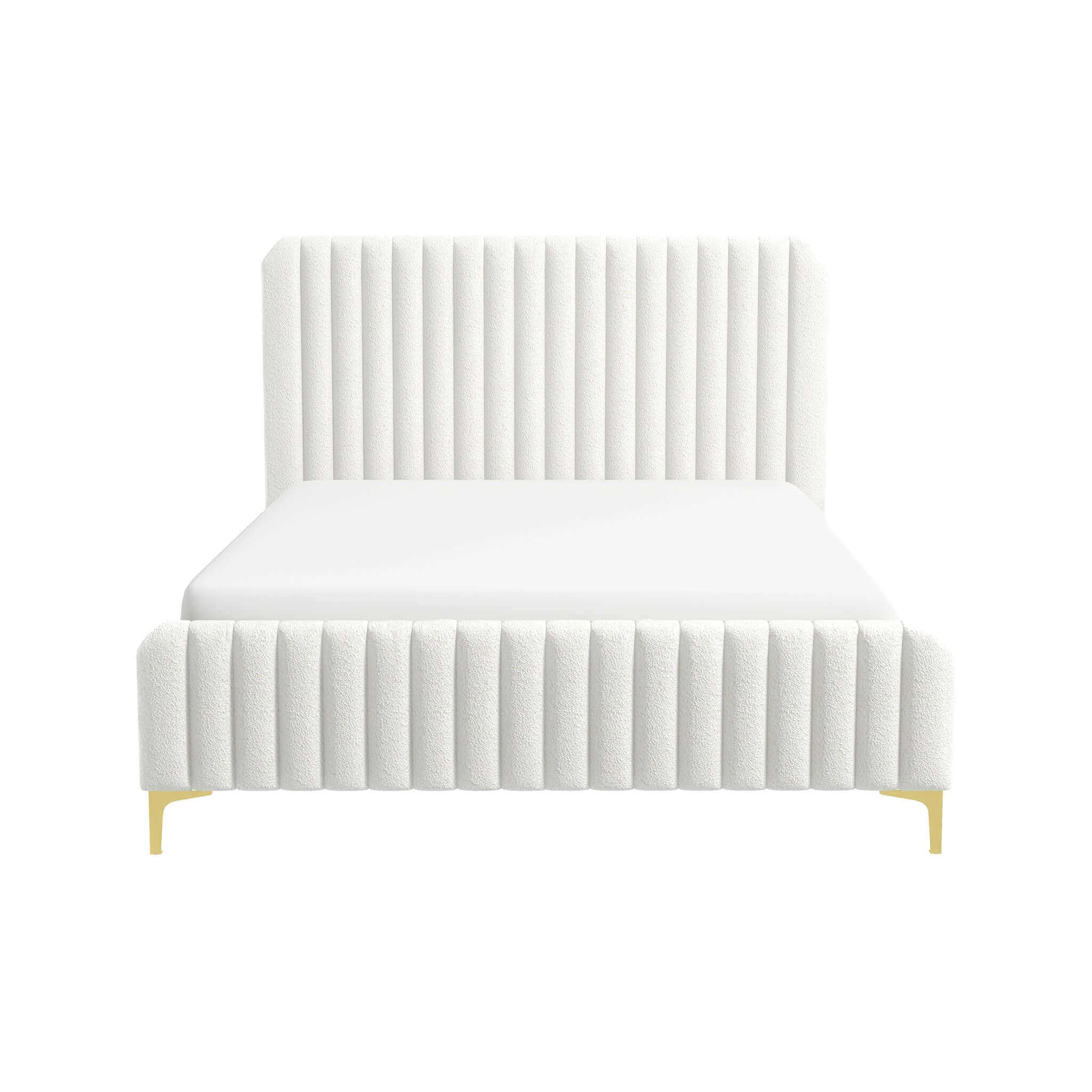 Valery Queen Size Cream Boucle Platform Bed - Image 4