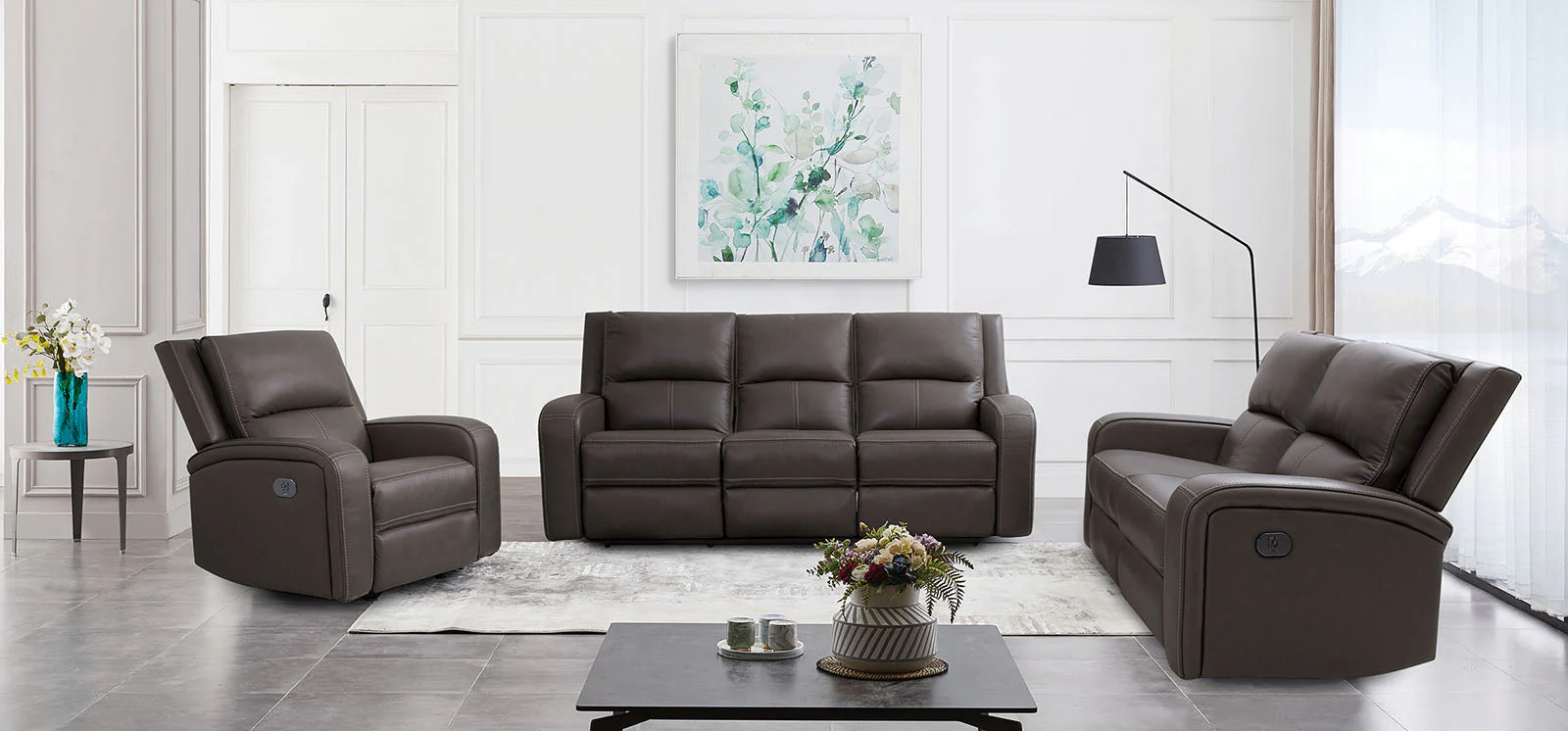 Vasilios Gray Leatherette Power Loveseat - Image 4