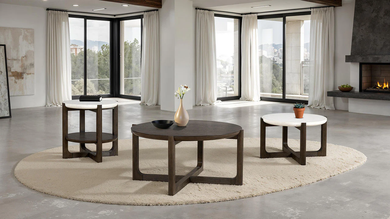Vellara Dark Walnut 25" Cocktail Table w/ Stone Top - Image 2