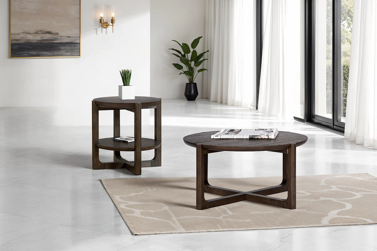 Vellara Dark Walnut 36"Cocktail Table w/ Wood Top - Image 2