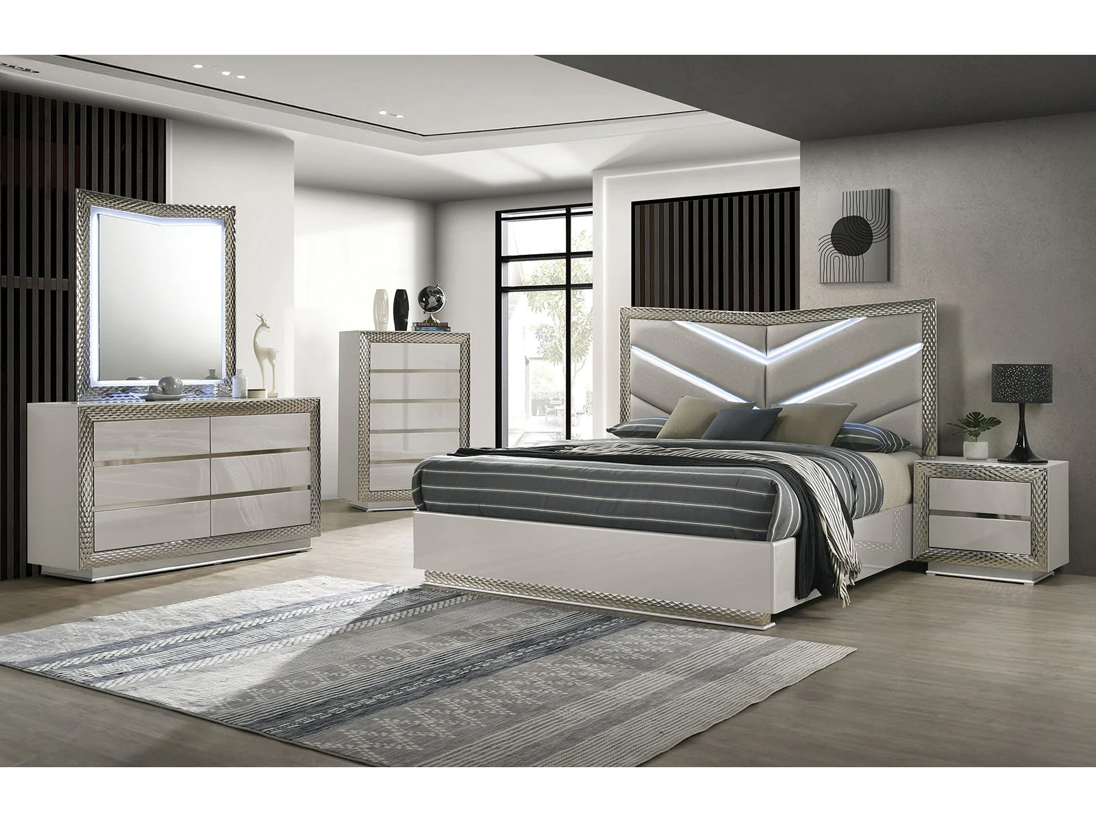 Ventnor Gray Queen 5 Piece Bedroom Set w/2 Nightstands