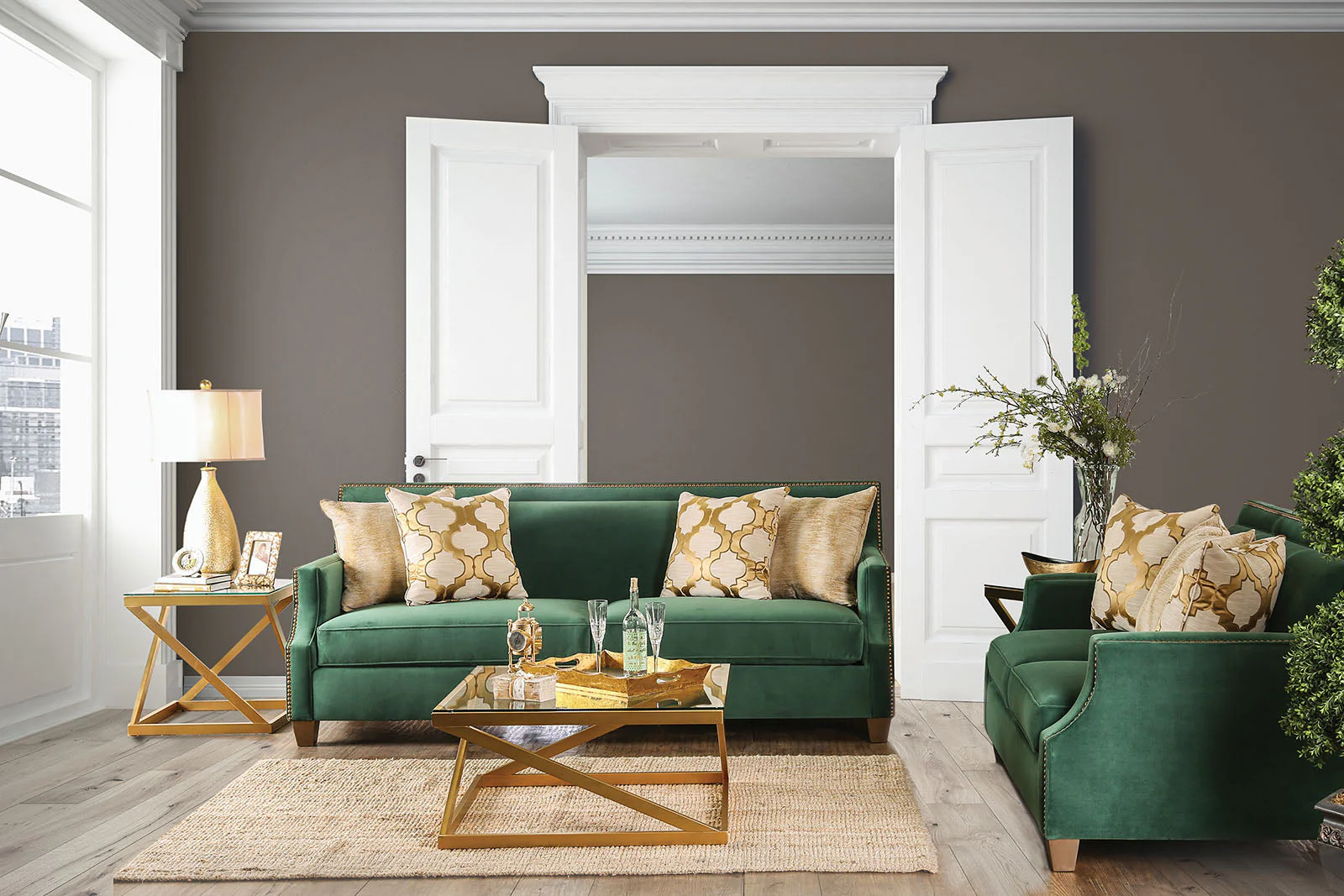 Verdante Emerald Green/Gold Sofa - Image 8