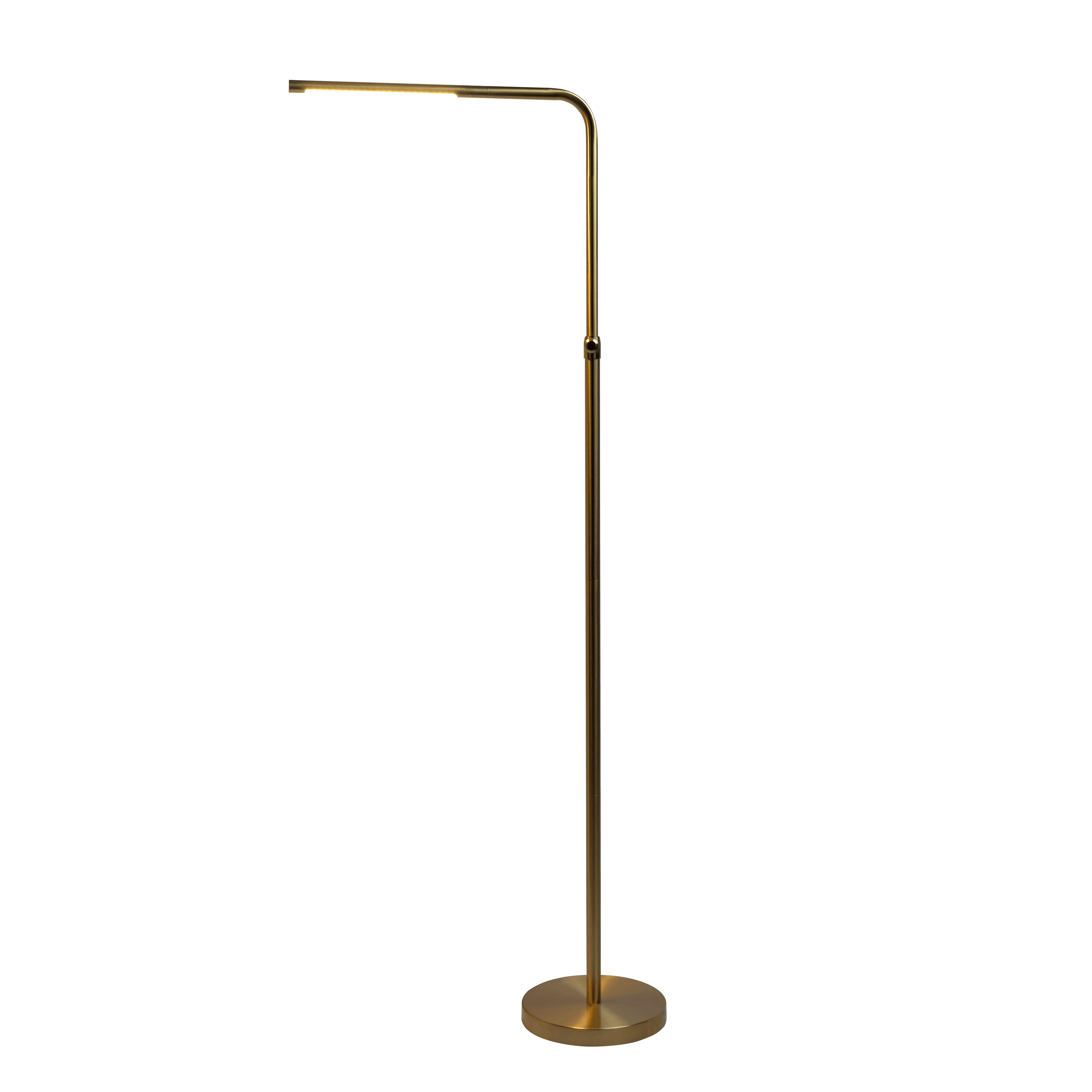 Verve Brassed Gold Floor Lamp with On/Off Switch Adjustable Led Round Base - Image 2
