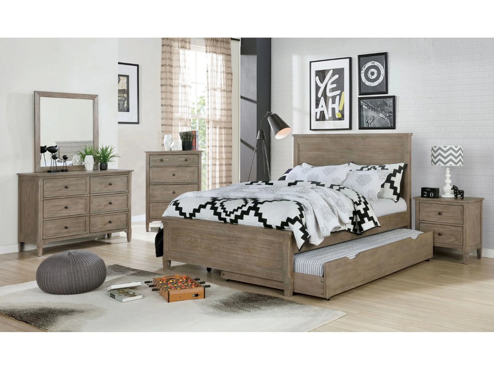 Vevey Wire-Brushed Warm Gray 4 Pc. Full Bedroom Set