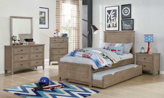 Vevey Wire-Brushed Warm Gray Twin Bed - Image 2