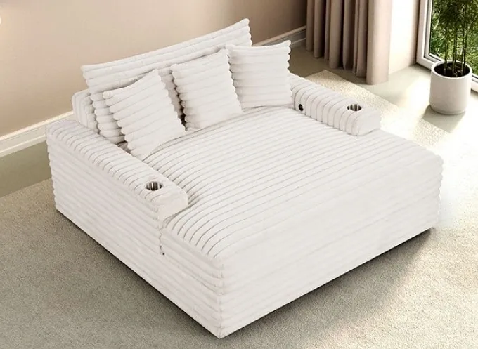Veyrier White 2 Arm Oversize Chaise - Image 3