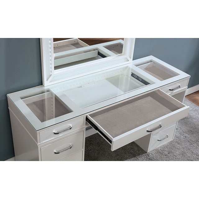 Vickie Luminous White Vanity Set - Image 2