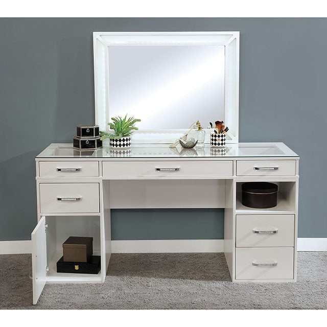 Vickie Luminous White Vanity Set - Image 5