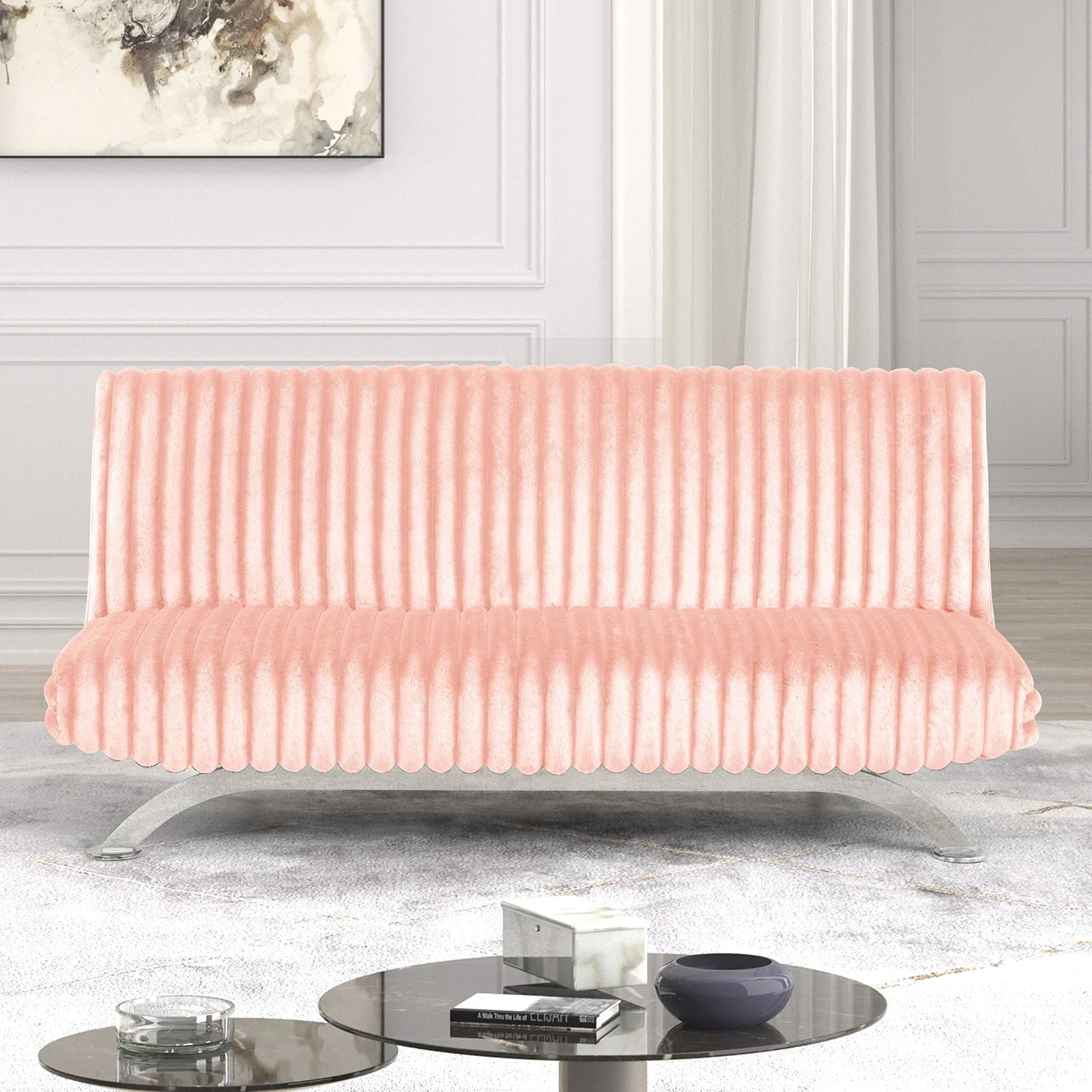 Villeneuve Pink Futon Sofa Bed - Image 3
