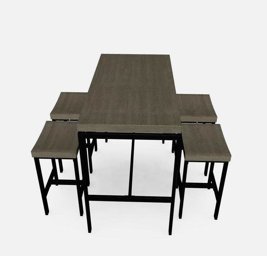 Vilvoorde Black & Gray Metal 5pc Counter Height Set - Image 4