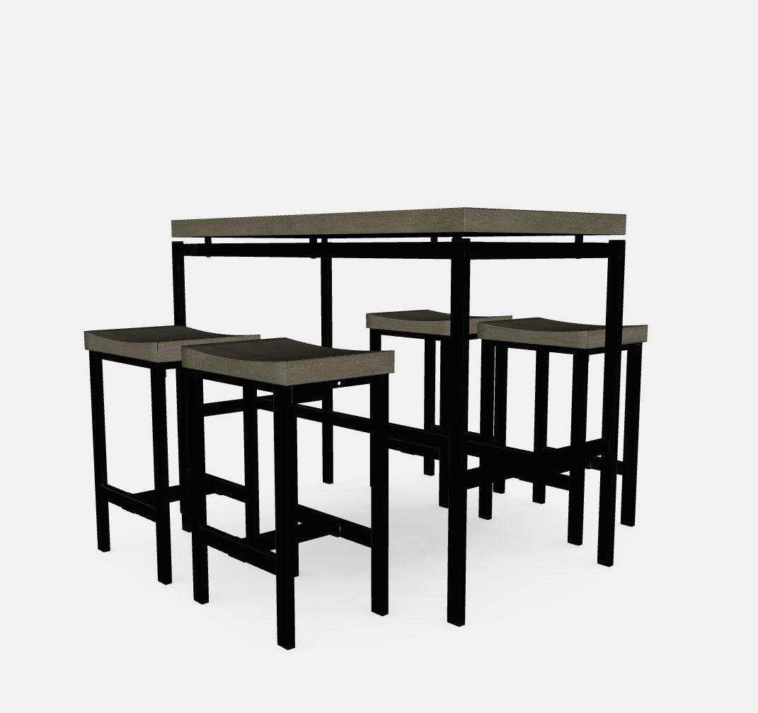 Vilvoorde Black & Gray Metal 5pc Counter Height Set - Image 5