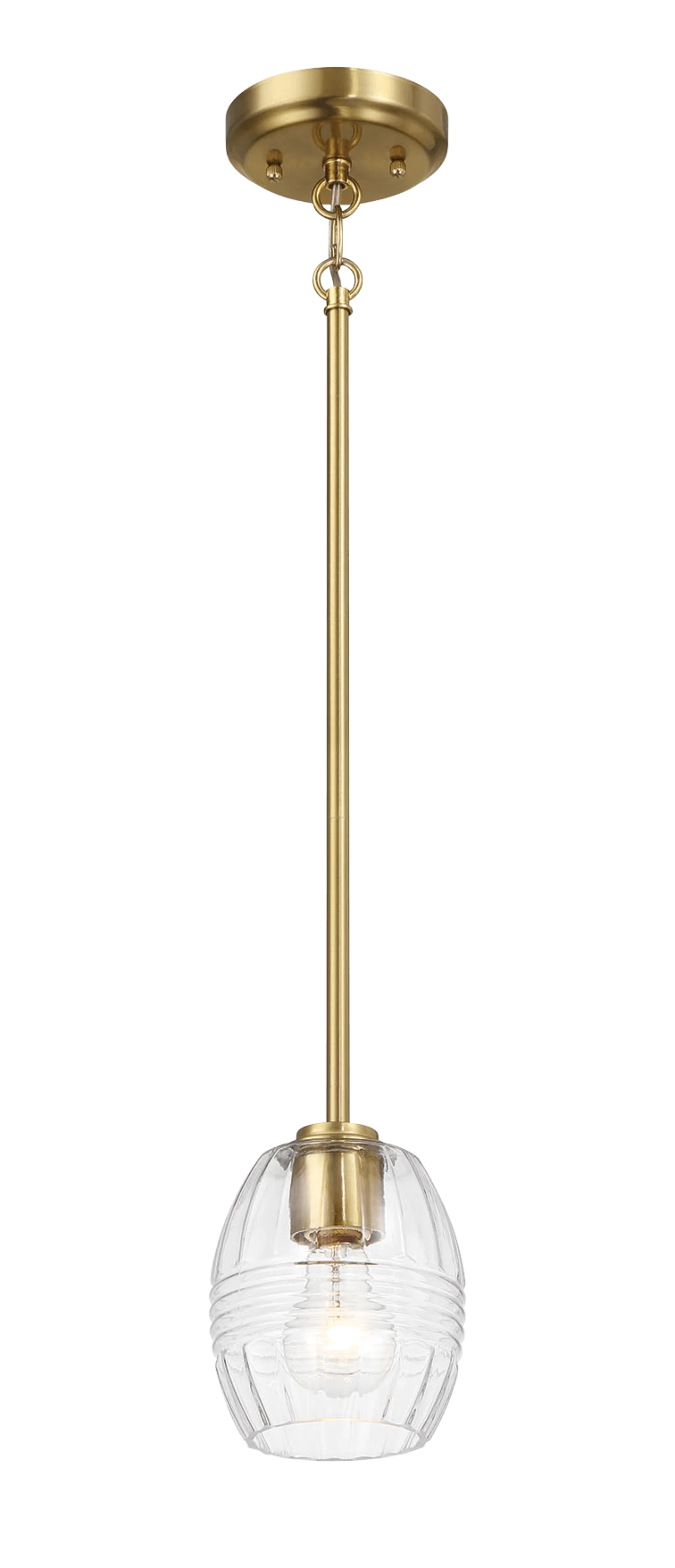 Vista Single Pendant Chain Hanging Light with Clear Glass - Satin Brass - Image 2