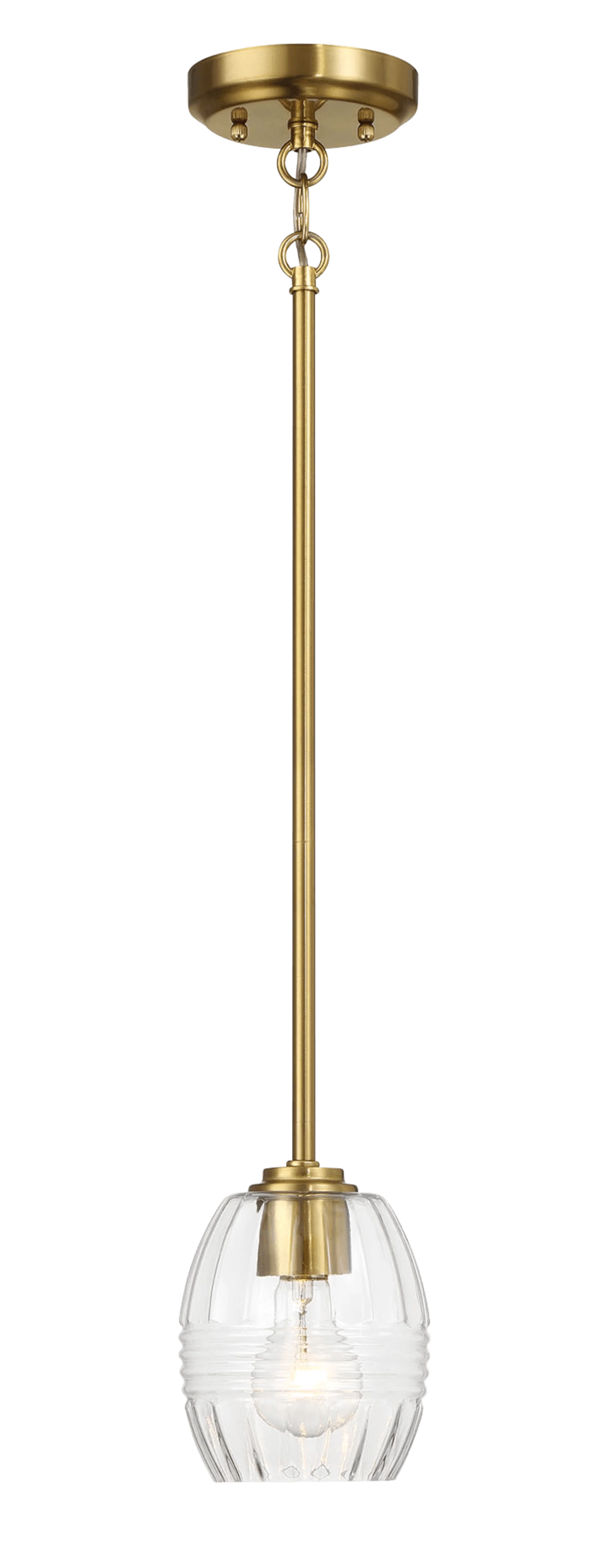 Vista Single Pendant Chain Hanging Light with Clear Glass - Satin Brass - Image 3